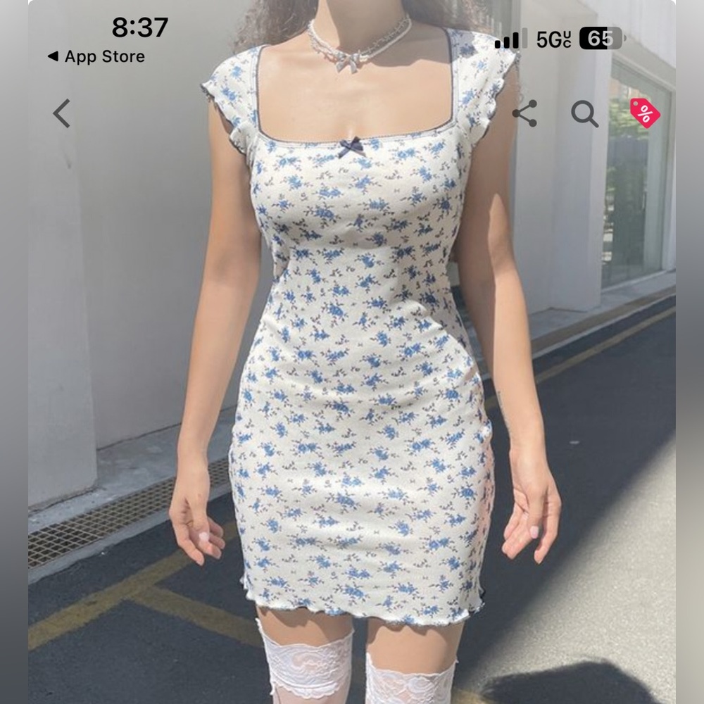 Floral Blue and White BodyCon Mini Dress